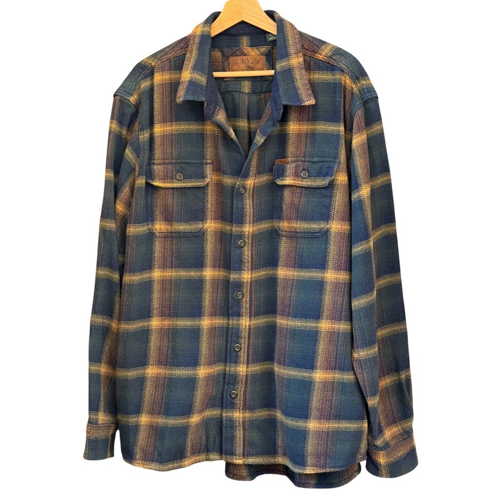 Mens Orvis Plaid Flannel Shirt Gorpcore Cabincore Lumberjack Fallcore Americana